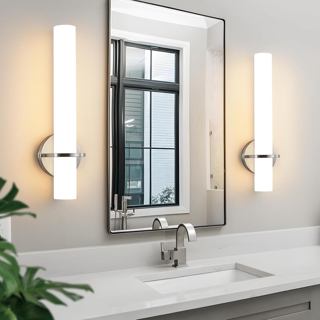 Brushed Nickel Bathroom Sconces Wall Lighting 18W LED Dimmable Vanity Light Fixture, 2700K-5000K Indoor Modern Wall