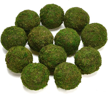 Natural Green Moss Decorative Ball,Handmade (3.5") - Set of 6