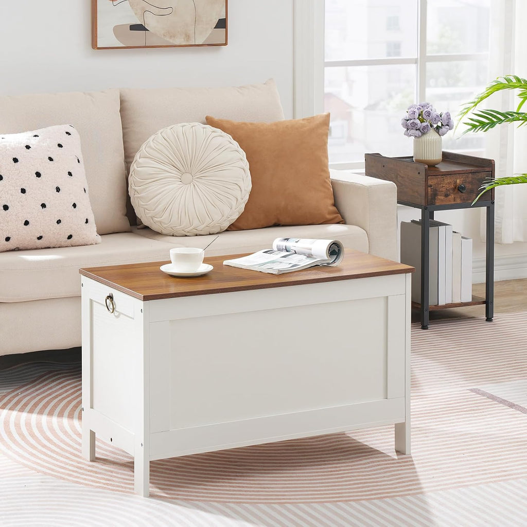 Toy Box, Retro Wooden Look Storage Chest with Safety Hinge, Entryway Storage Bench Supports 220 lb, 29.9 x 15.7 x