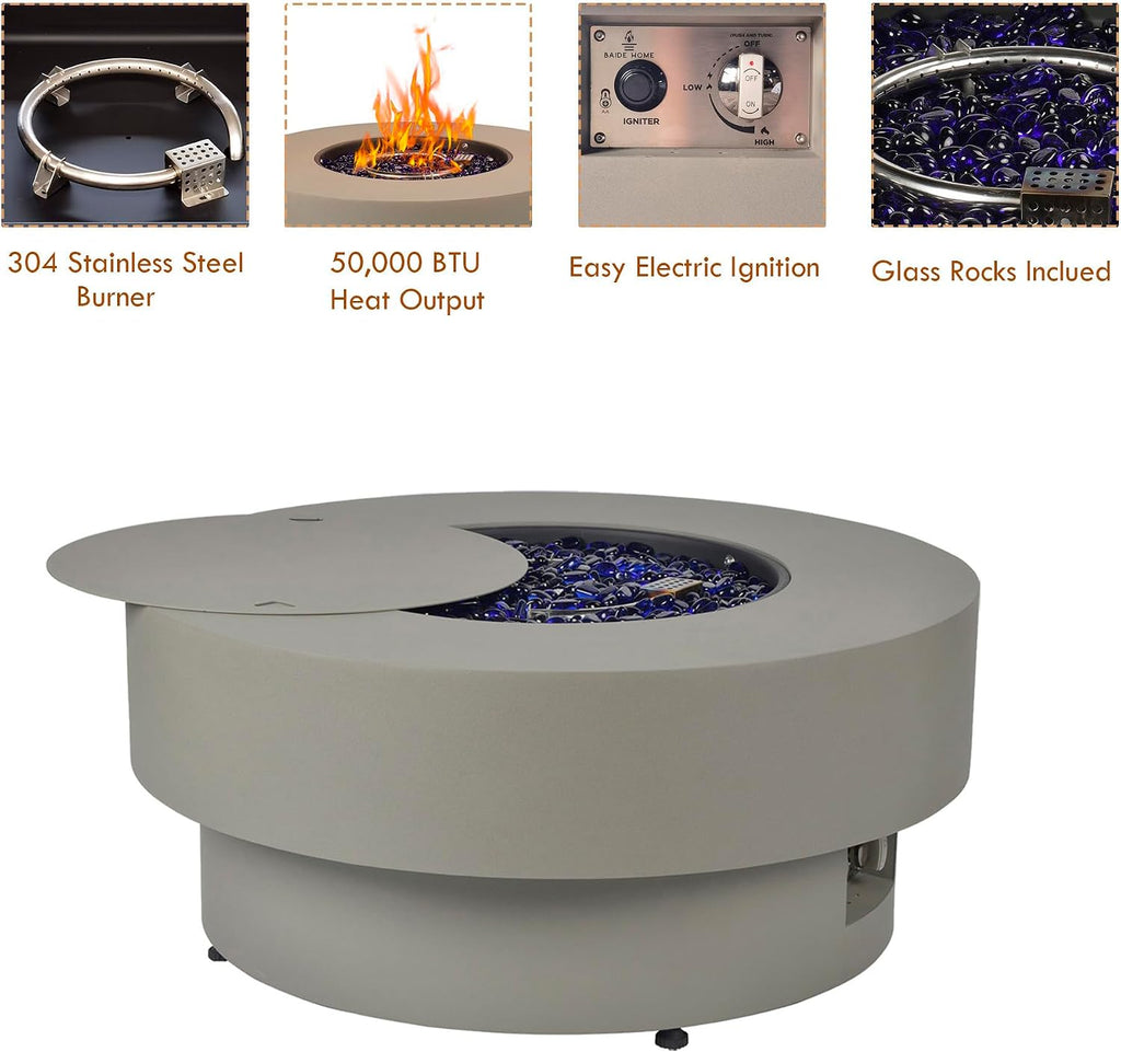 48 Inch Fire Table with Natural Gas Conversion Kit Wind Glass Shield 5
