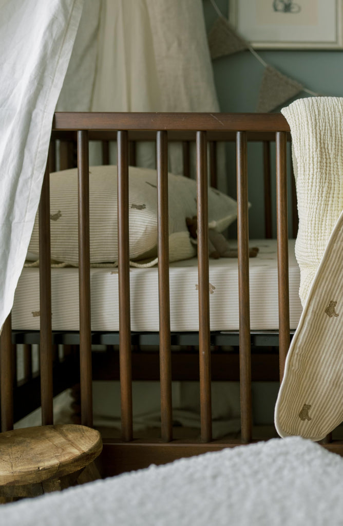 Bear Crib Bedding Set, 5-Layer Organic Cotton Muslin Crib Quilt & Sham, Teddy Bear Nursery, Toddler Comforter 45x60