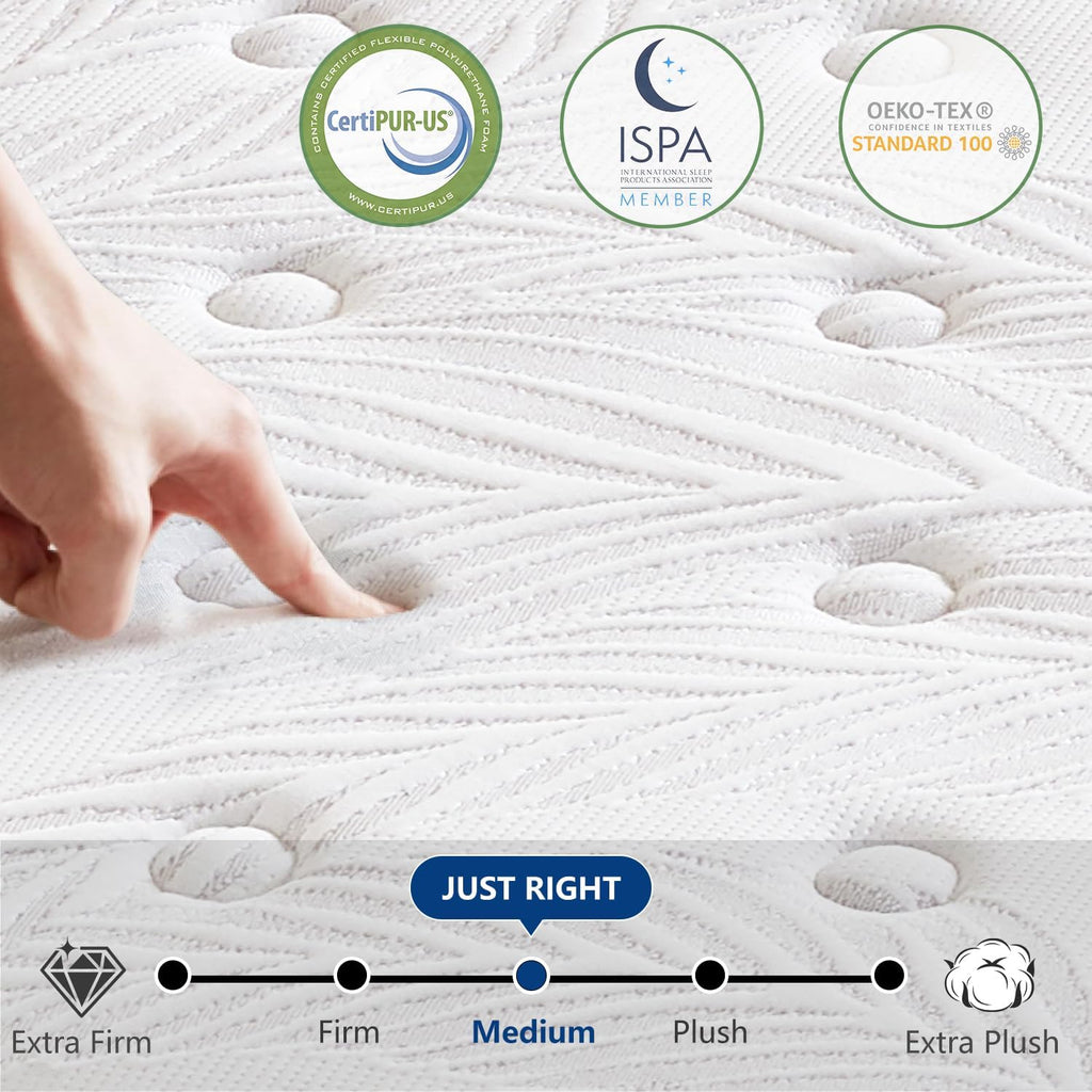 King Mattress, 14 Inch Hybrid King Mattress in a Box with Gel Memory Foam, Individually Wrapped Pocket Spring, Motion