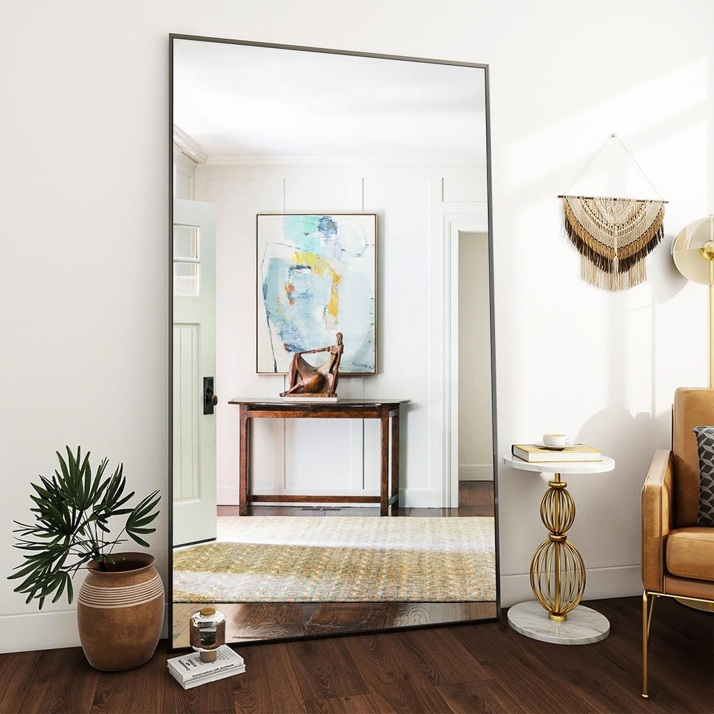 Large Full Length Mirror 78" x 35" - Shatterproof Huge Floor Full Body Mirror with Metal Frame, Freestanding, Wall