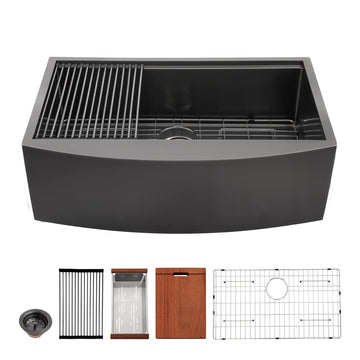 30 Inch Gunmetal Black Farmhouse Sink