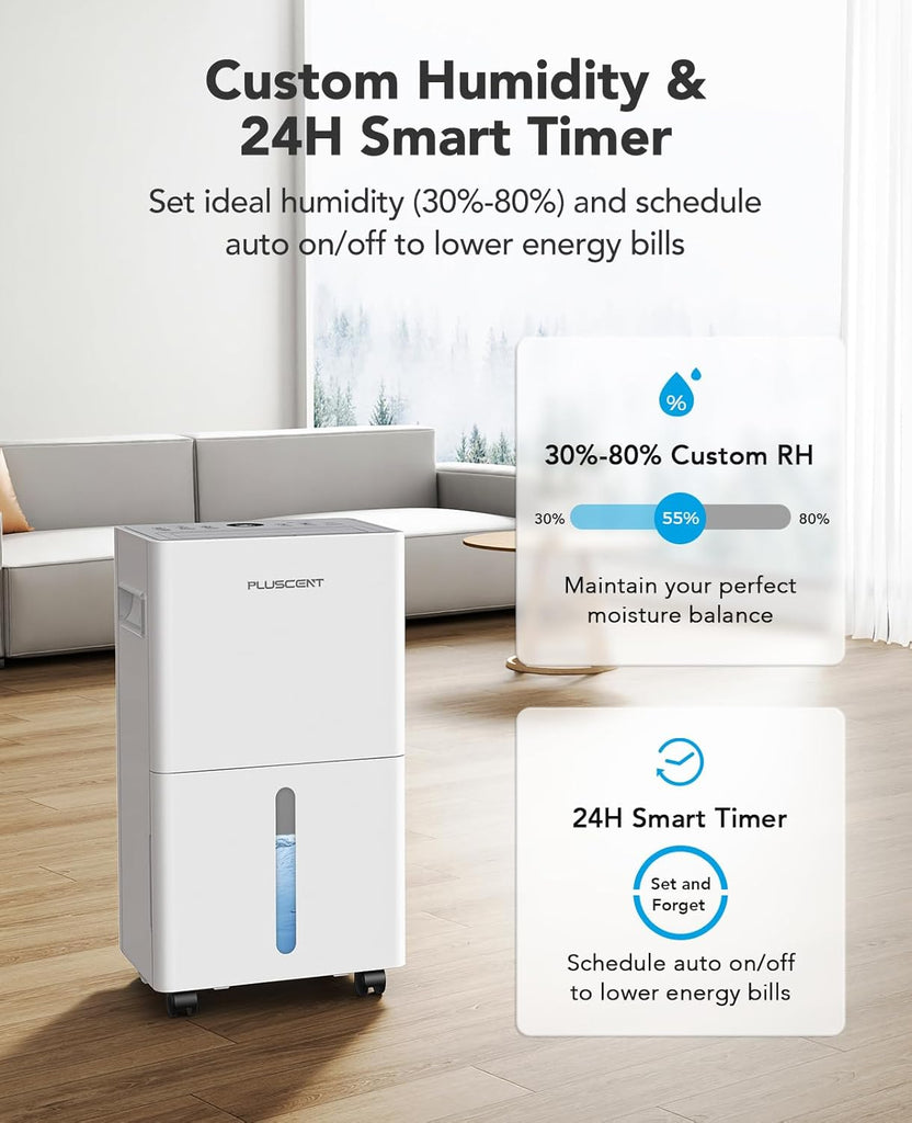 21 Pint Dehumidifier for Basement and Home, 1500 Sq Ft Portable Dehumidifier with Drain Hose