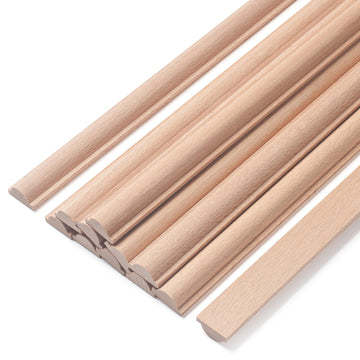 Wood Trim Molding Decorative, Cylinder Wood Moldings & Trims, 12 PCS 15.8 inch Long Wooden Strips for Wall, Cabinet