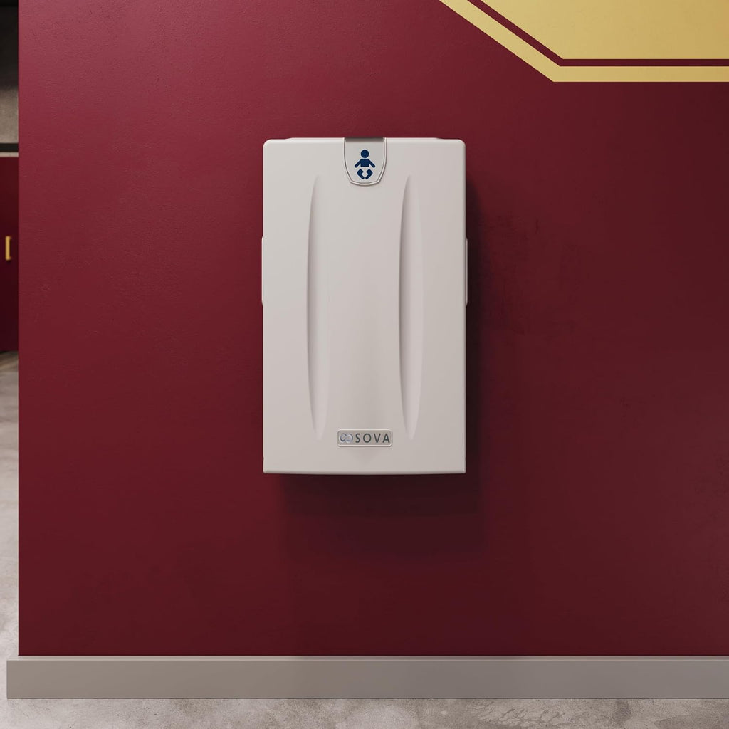 Origin Vertical Changing Station, Surface Mount, EZ Mount, Light Gray | Slim vertical wall-mount HDPE; steel hinge;
