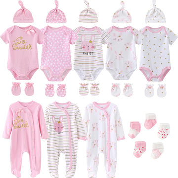 New Born Clothes Cotton Baby Bodysuit and Romper Layette Gift Set