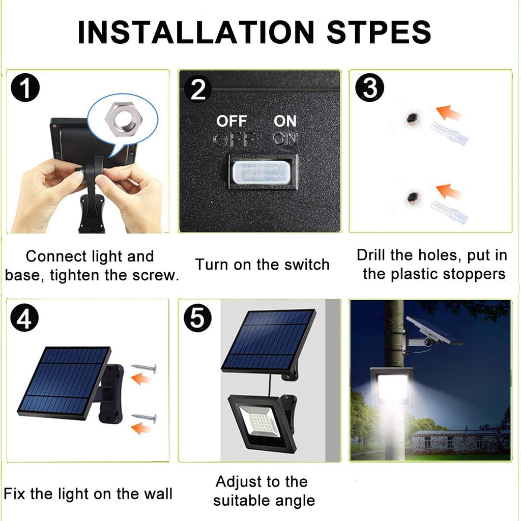 Solar Powered Lights Outdoor, Bright White Light IP65 Waterproof Auto Dusk to Dawn 350° Adjustable Solar Security