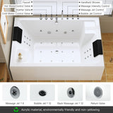 Whirlpool Bathtub - 71" x 47" 2 Person Jetted Massage Tub with 30 Jets (18 Water Jets+12 Air Jets) Rectangular Alcove