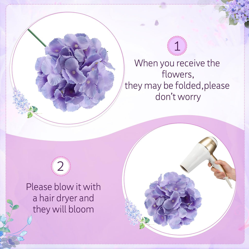 100 Pcs Orchid Hydrangea Artificial Flowers Bulk, 7.48 Inch
