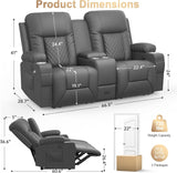Loveseat Recliner Sofa, Home Theater Seating with Center Console