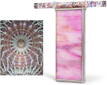 6" Pink Pearl Seashell Kaleidoscope with Glitter Wand,Handmade Stained Glass Kaleidoscope for Adults,Gift - Set of 2