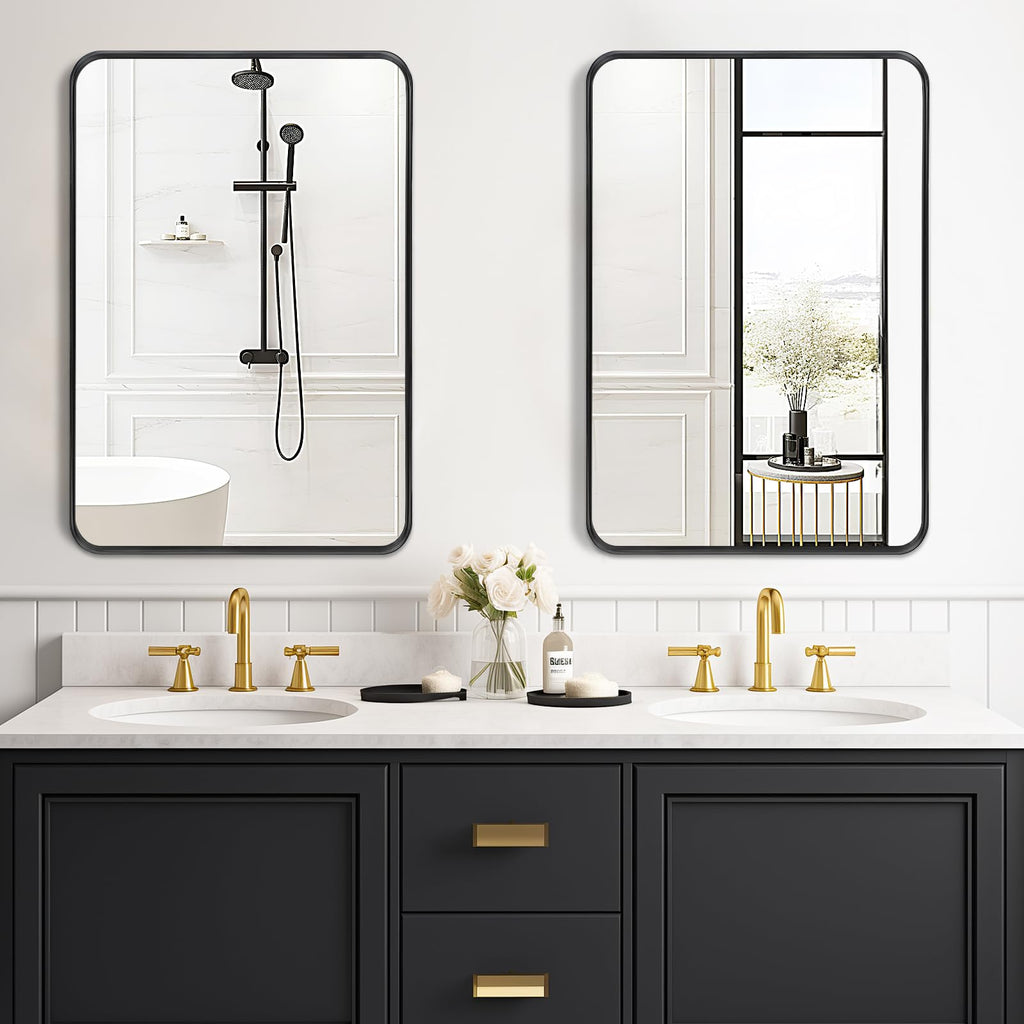 Black Bathroom Vanity Mirror Over Sink 2 Pack, 24x36 Large Wall Mirror