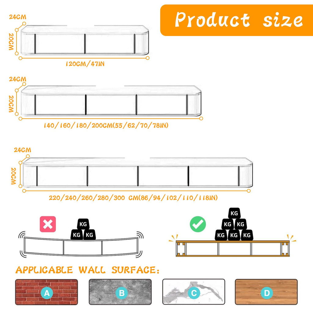 Floating TV Stand - Wall Mounted Media Console with 2 Drawer, Floating Entertainment Center TV Cabinet, Wall Mounted