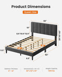 Queen Bed Frame with 12 Thickened Legs&Fabric Upholstered Headboard,1300 lbs Strong Weight Capacity