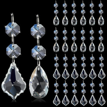 26 Pcs Chandelier Crystal Replacement 38 mm Teardrop Crystal Prisms Hanging Gems Parts for Lamps and Chandeliers