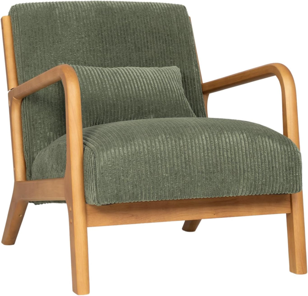 32" Plush Comfort Modern Mid-Century Tufted Armchair - Soft Fabric, Angled Back Legs & Accent Pillow s & Cozy Nooks