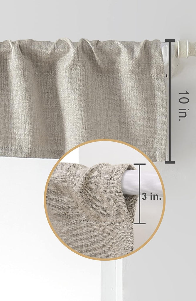2 PC Valance for Window,Kitchen Window Valances Light Blocking,Burlap Linen Textured