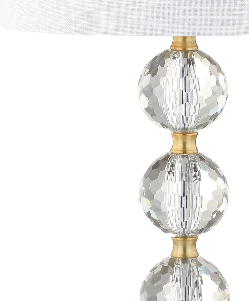 25.25" Clear and Brass Gold Crystal Table Lamp
