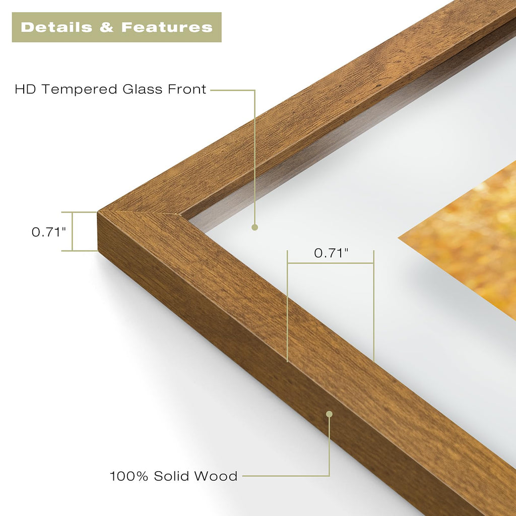 11x14 Floating Picture Frame Brown - Solid Wood for Pressed Flower -1 Pack