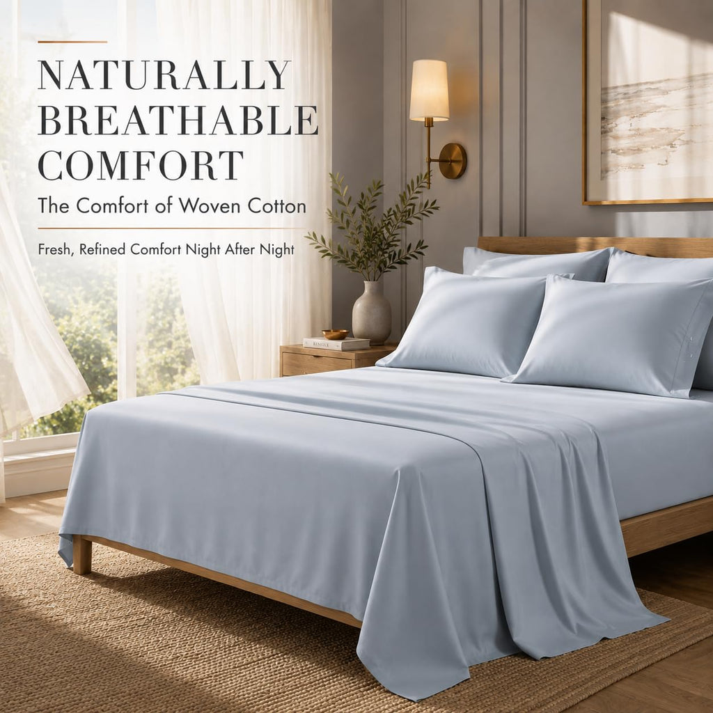 King Bed Sheets Deep Pocket King Sheet Set, 1000 Thread Count Long Staple Fully Elasticated 100% Cotton Sheet &