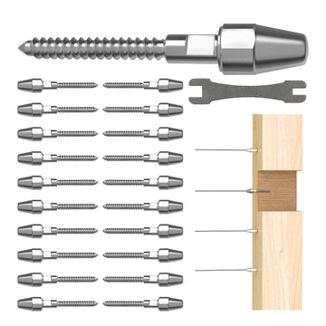 10 Pairs Cable Railing Kit Tensioner, Right&Left Handed Thread Swageless Lag Screws for Wood Post of 1/8" T316 Marine