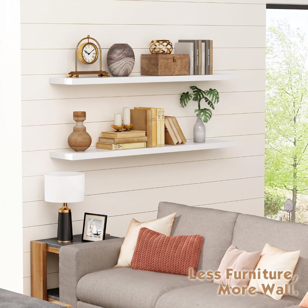 48 Inch White Floating Shelves, 4 ft Long Large Wall Shelf