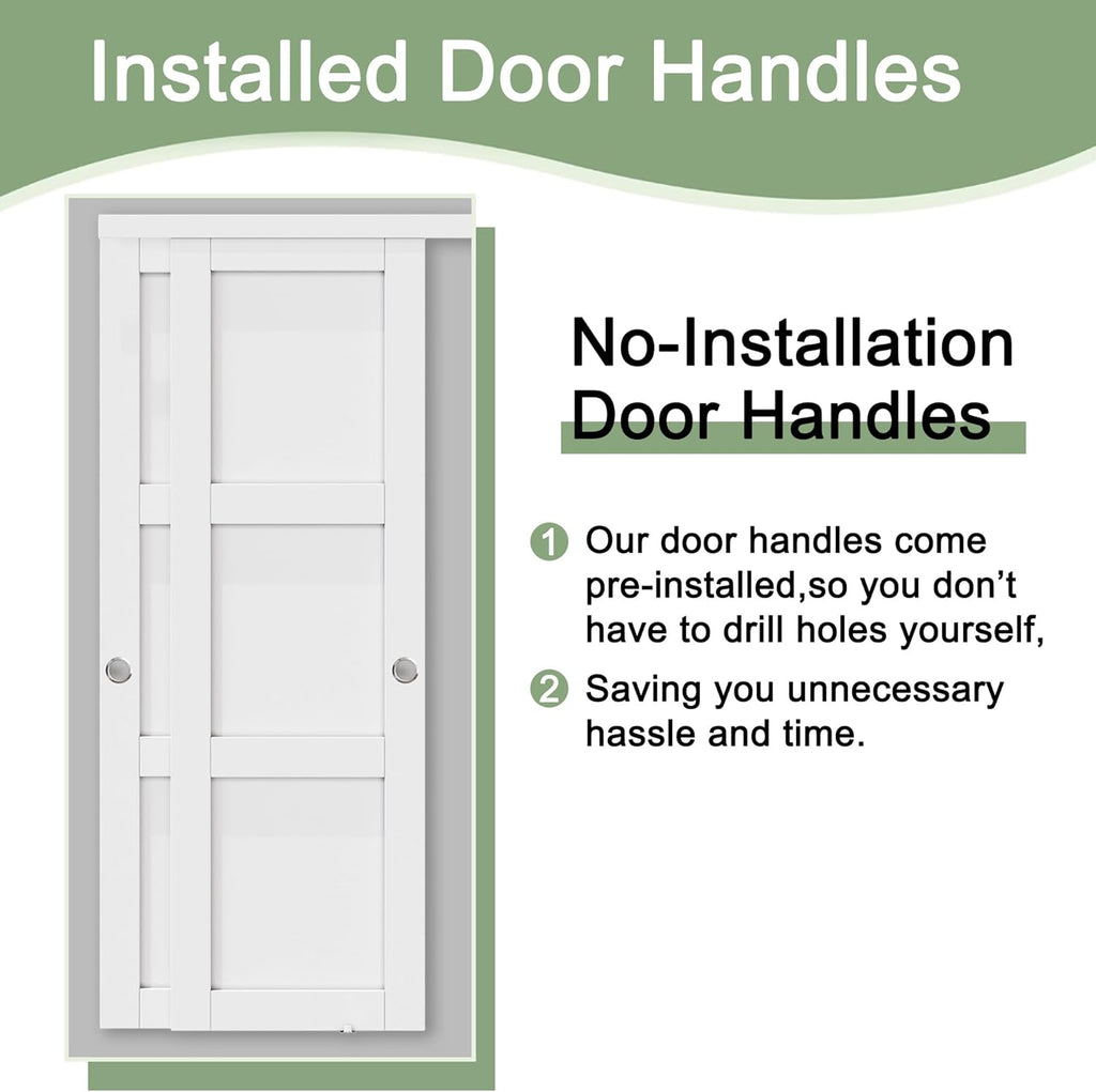 Paintable Sliding Closet Door 60" x 80", 5-Panel Solid Core Interior Sliding Door for Bedroom, Bypas