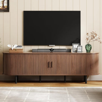 70.8" TV Stand with Power Outlet for TVs up to 75 Inch, Entertainment Center with Storage and Adjustable Shelves