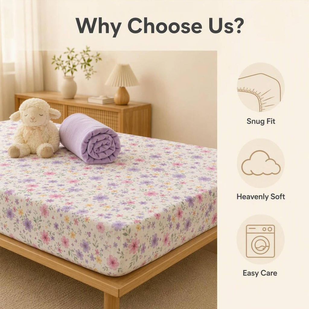 2 Pack Flannel Fleece Crib Sheets, Blossom