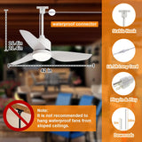 42 Inch White Waterproof Gazebo Fans with Lights Outdoor Hanging - Plug in Remote App Control for Patio Indoor Farmhouse Porch - 6 Speed Reversible DC Motor A101-B0F4NKYBWR