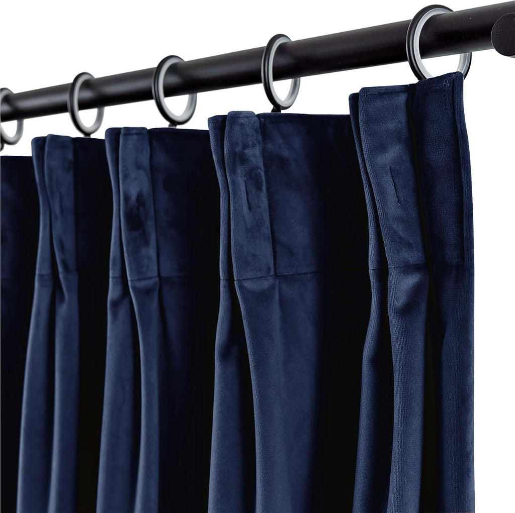Soft Velvet Curtains Pinch Pleated Velvet Textured Drapes Panels for Bedroom Meetingroom Club Theater Living Room