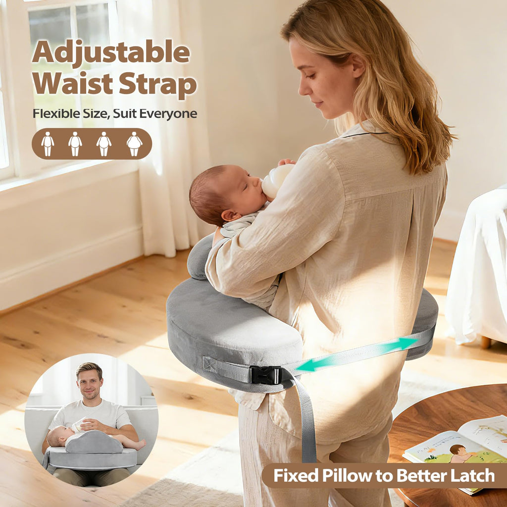Nursing Pillow for Breastfeeding, with Safety Fence, Removable Cover