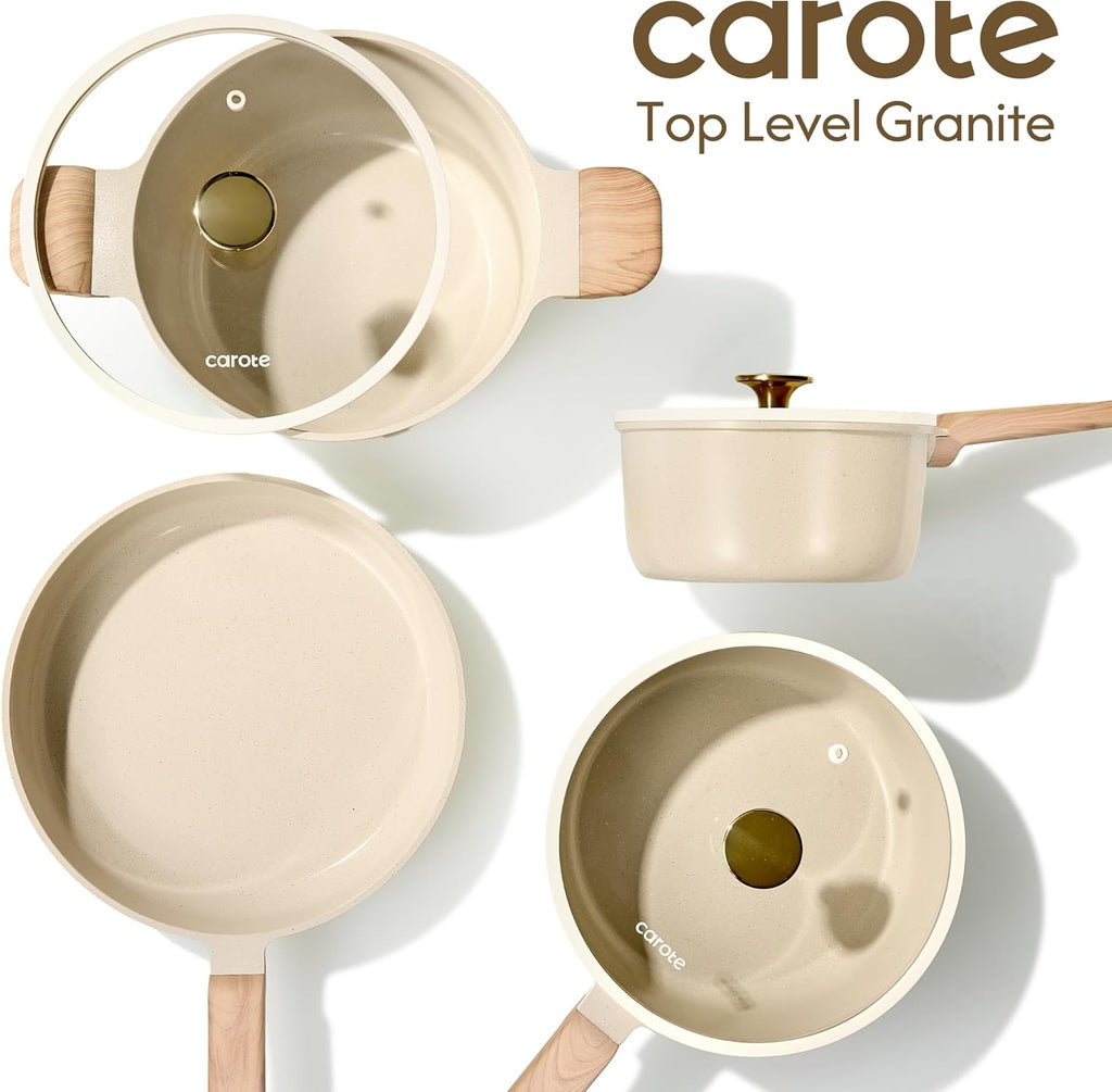 Pots and Pans Set, Ceramic Cookware Set, 14pcs | Healthy Induction Kitchen Set, with Silicone Lids, Easy Clean, Even