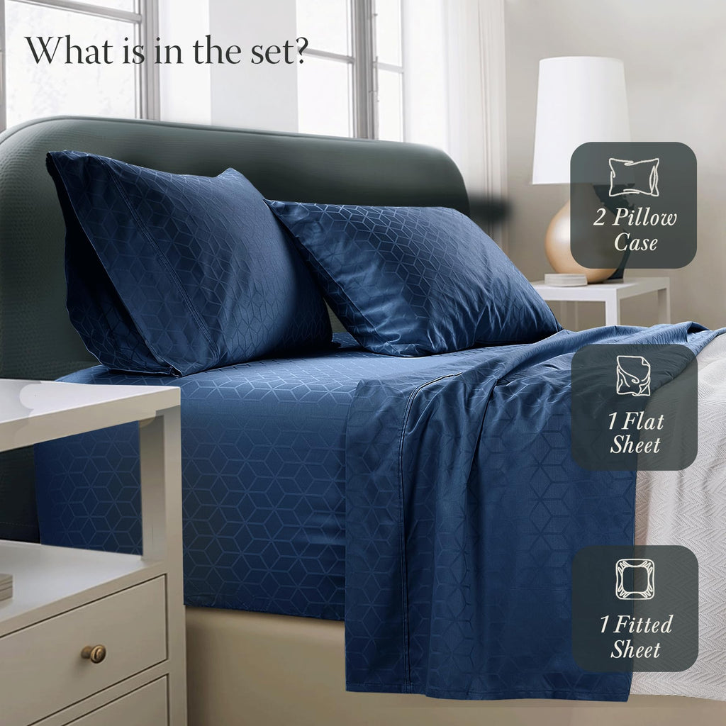 400 Thread Count Egyptian Cotton King Sheet Set, Jacquard Damask
