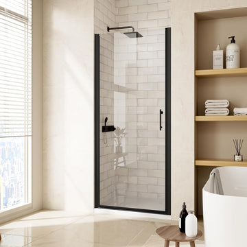 24"-25.4" W x 72" H Frameless Pivot Shower Door, Swing Shower Glass Doors with 1/4"(6mm) Clear SGCC Tempered Glass