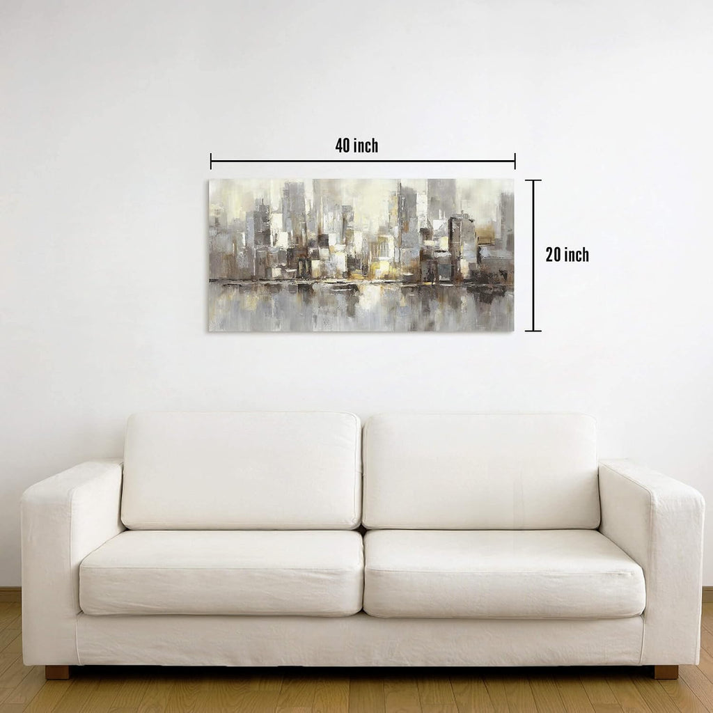 Skyline Wall Art Canvas Bedroom: City Abstract Painting Modern Cityscape Building Picture Contemporary Urban