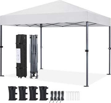 10x10 Pop Up Canopy Tent 1-Button One Person Quick Setup