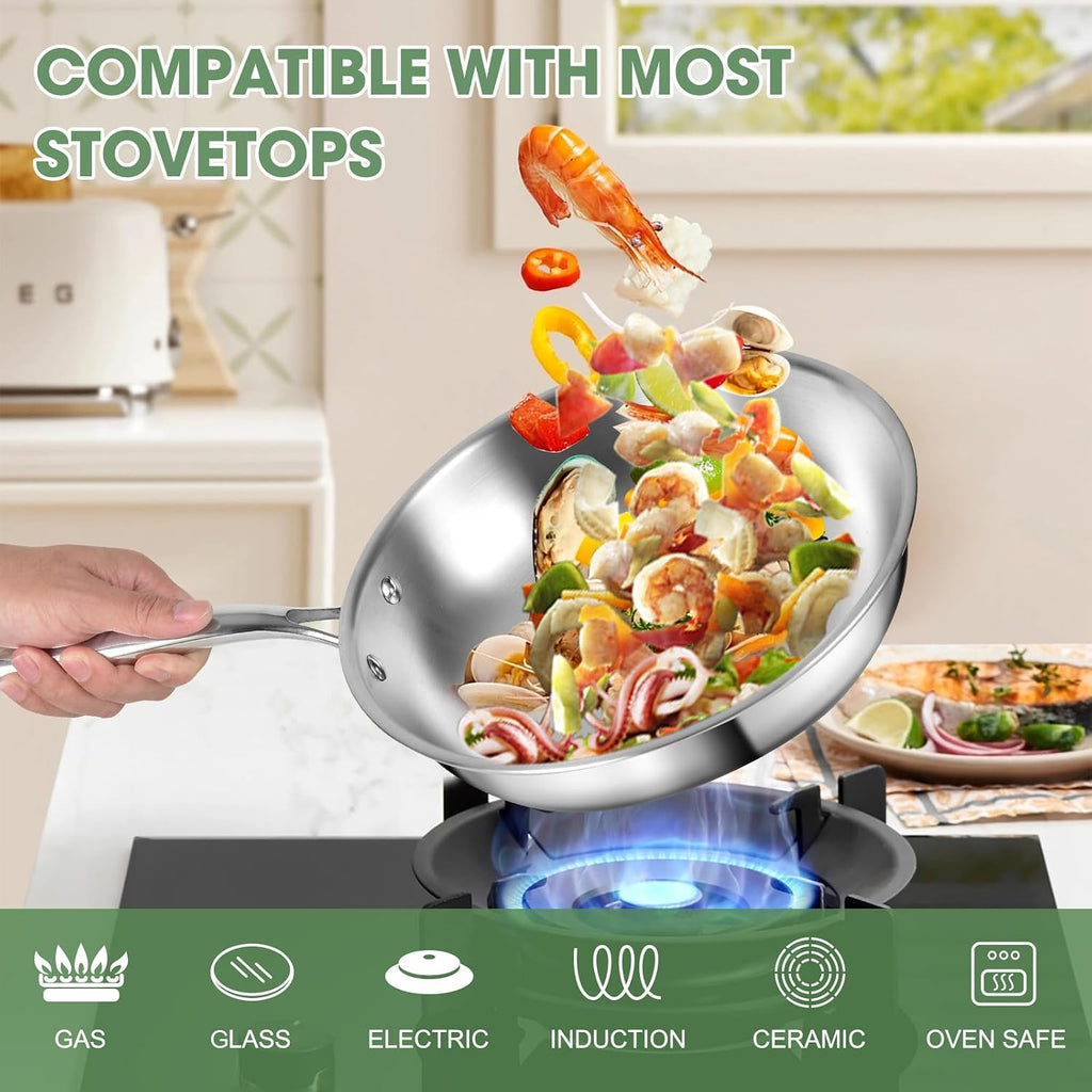 3 Ply Stainless Steel 11-Piece Cookware Set with Lids, Pots and Pans Kitchen Set, Non-Toxic, Induction, Oven