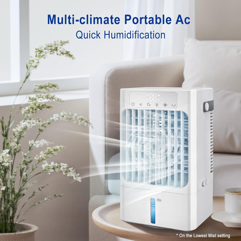 Portable Air Conditioner Fan, Mini Evaporative Air Cooling Fan with 3 Speeds & 1-8H Timer
