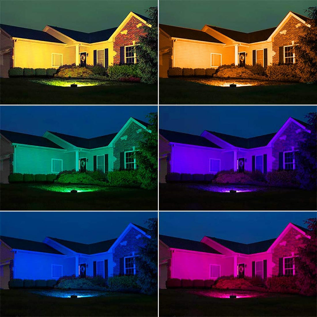Led Flood Light Outdoor, 50W RGB Color Changing Landscape Lighting | Remote Control, Timing - 12 Colors - 4 Modes
