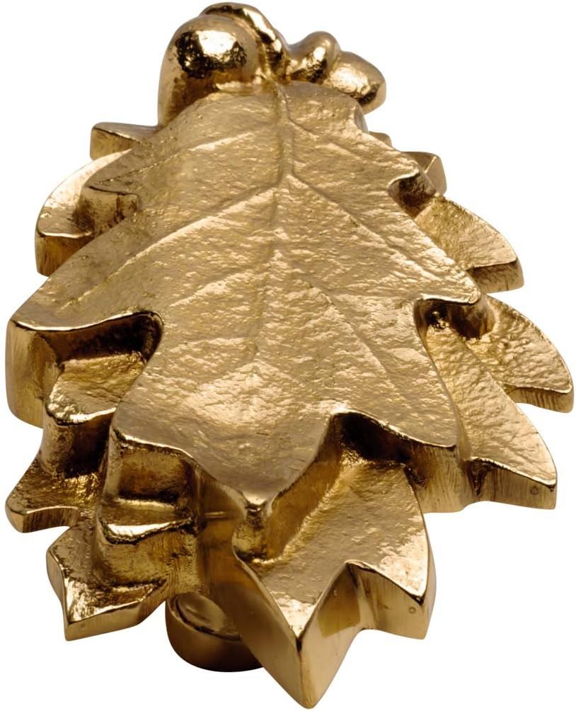 Oak Leaf Door Knocker Solid Brass Polished Finish 6 Inch Decorative Front Door Hardware with Mounting Screws