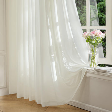 Cream Sheer Curtains, 96 Inch, Rod Pocket, 2 Panels