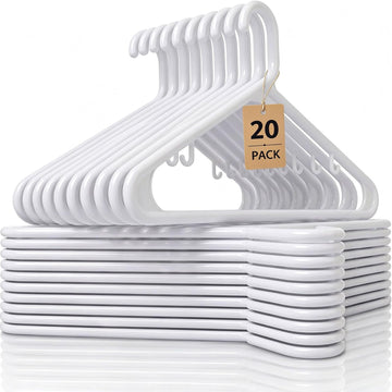 Heavy Duty Plastic Hangers 20 Pack, Extra Thick Reinforced Clothes Hangers with 20lb Capacity, Durable Non Slip Coat