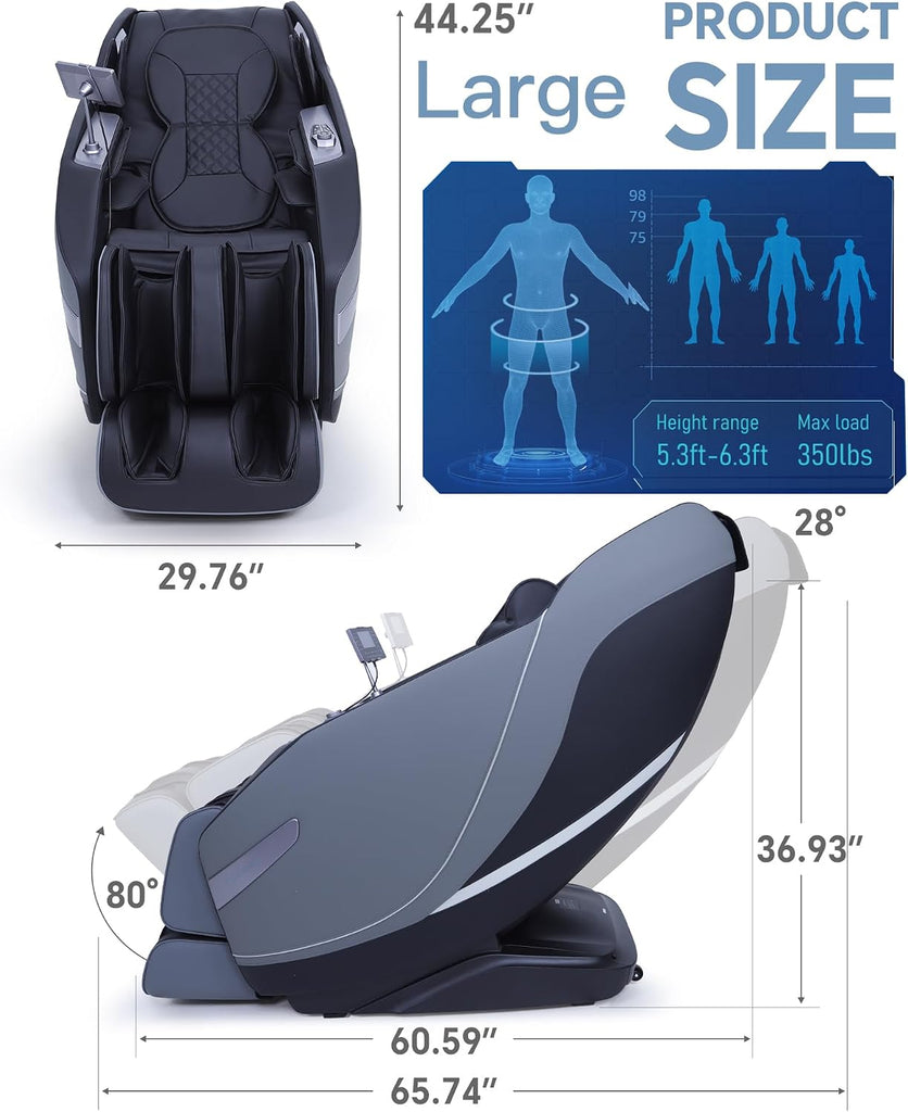 Massage Chair Full Body Zero Gravity, 3D ‌SL-Track Shiatsu Massage with Unique Rocking Sleep Mode, Upgraded Calf &