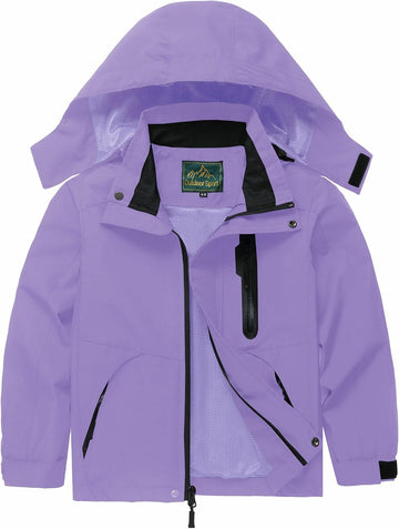 Boys Rain Jacket, Girls Raincoat Waterproof Lightweight Windbreaker Coats for Kids