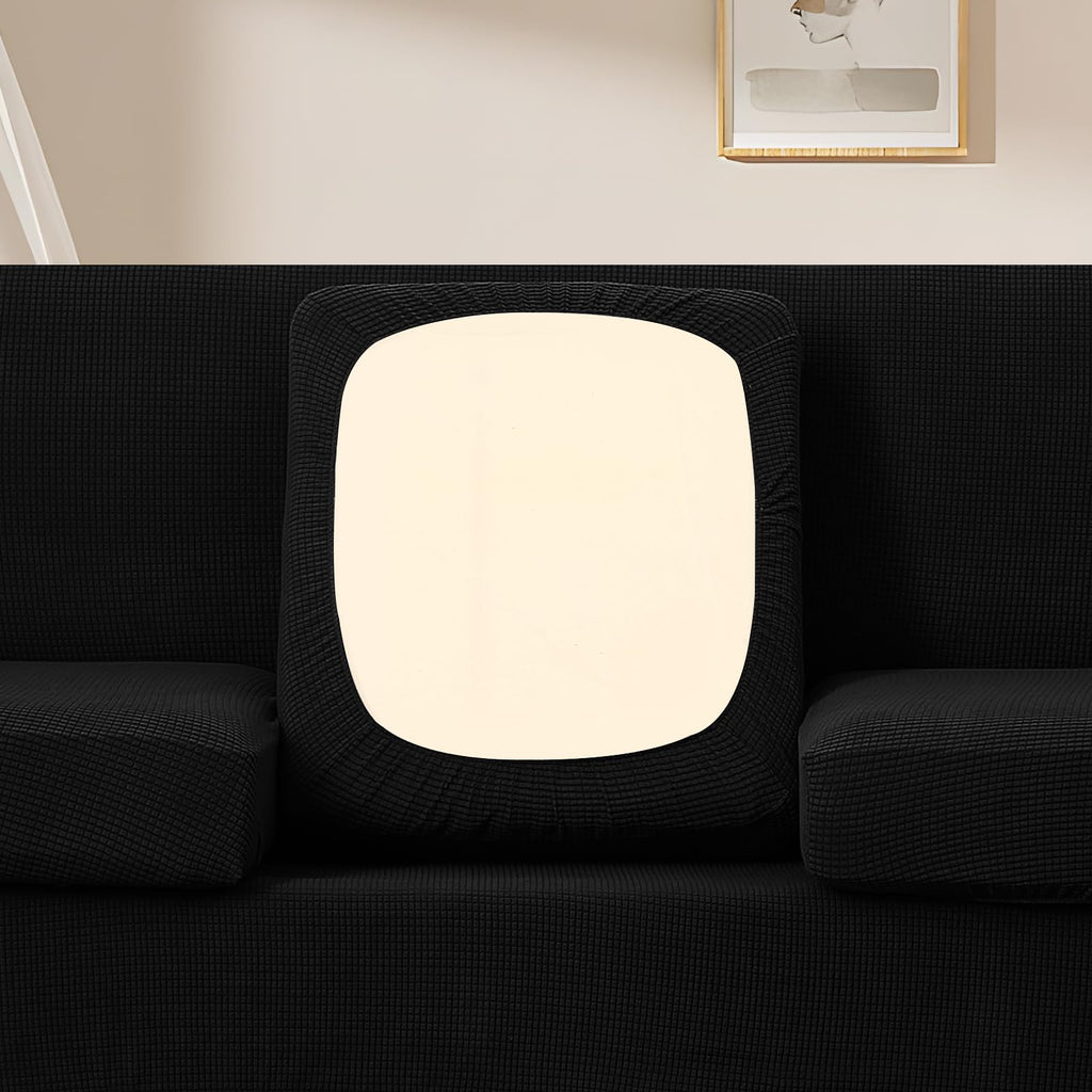 3 Pieces Stretch Loveseat Couch Cover, Black