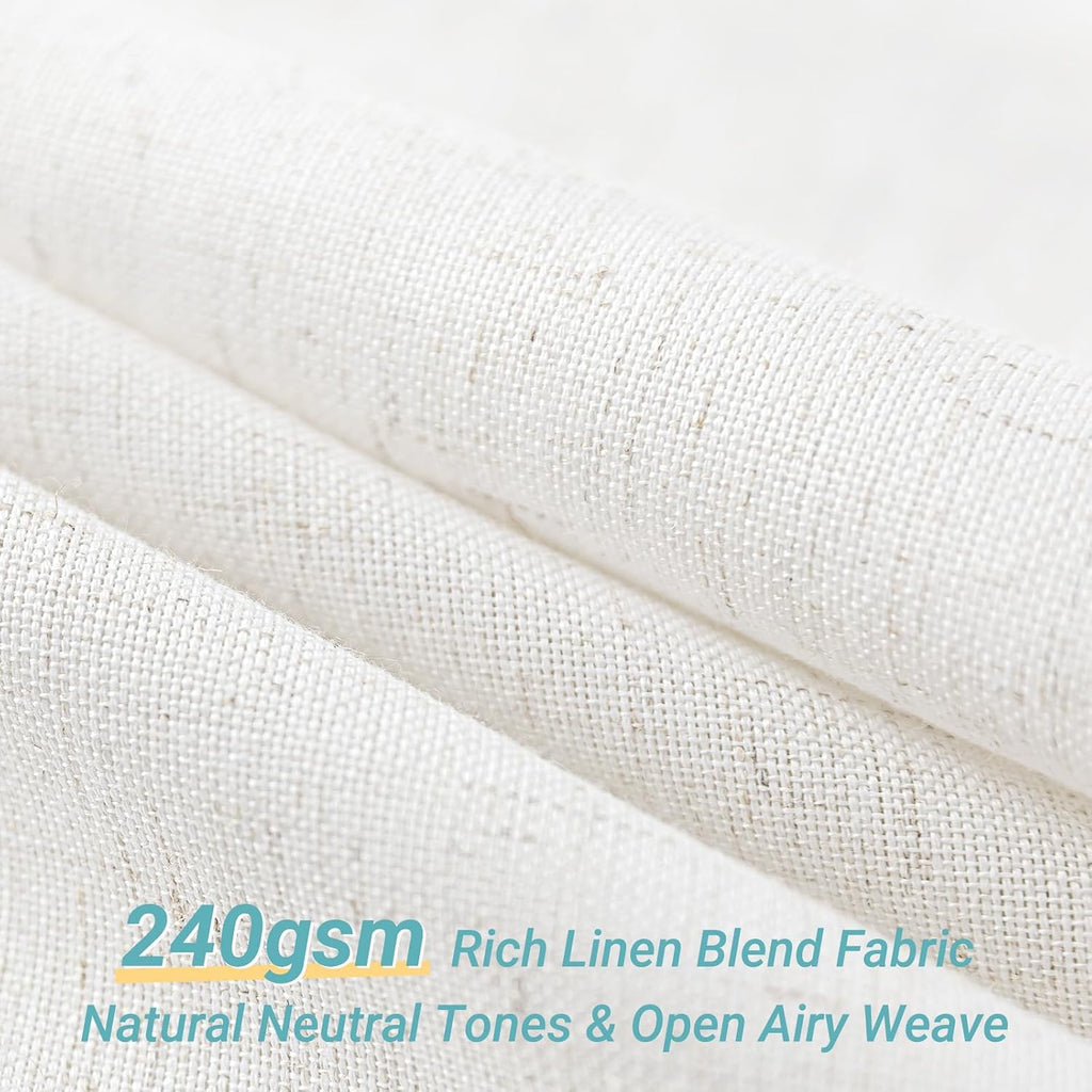 Linen Shower Curtain with 12 Hooks Modern Heavy Duty Washable Fabric Curtain Set Waterproof Thick Cloth Shower
