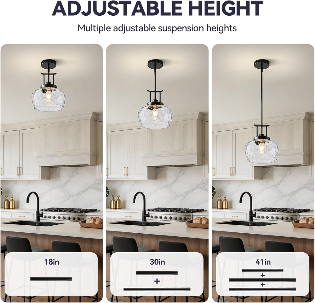 Modern Pendant Lights Gold Pendant Lights Kitchen Island | Adjustable Height Hanging Fixture with Hammered